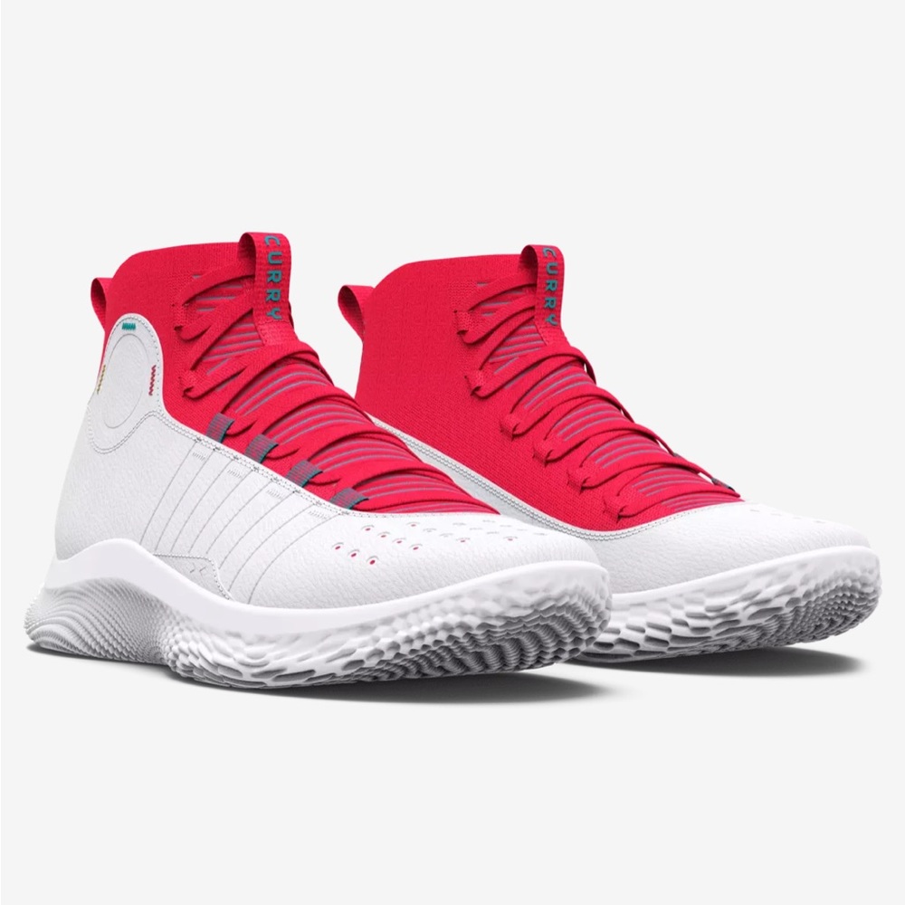 Under Armour Curry 4 FloTro Playoffs White/Crimson M Sz 7.5 W 9 basketball shoes